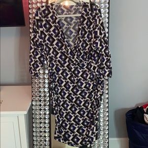 Long Black, blue, and white dress